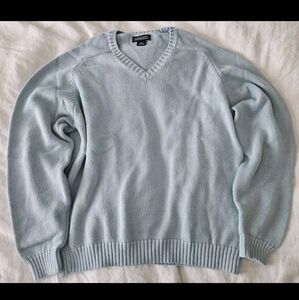 Vintage Deadstock Lands End Light Blue V-Neck Sweater Large 14-16